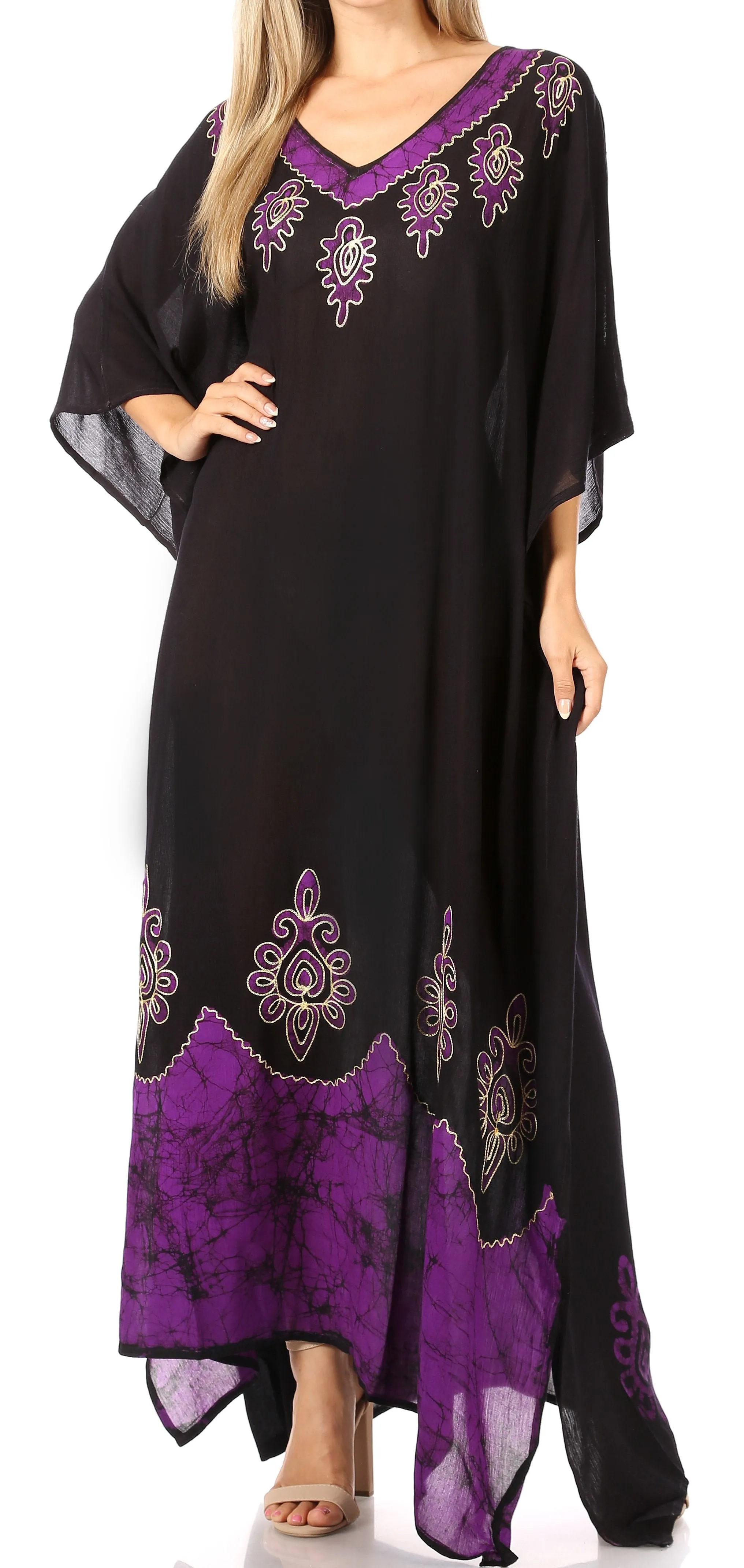 Sakkas Leonor Women's Boho Casual Long Maxi Caftan Dress Kaftan Cover-up LougeWear