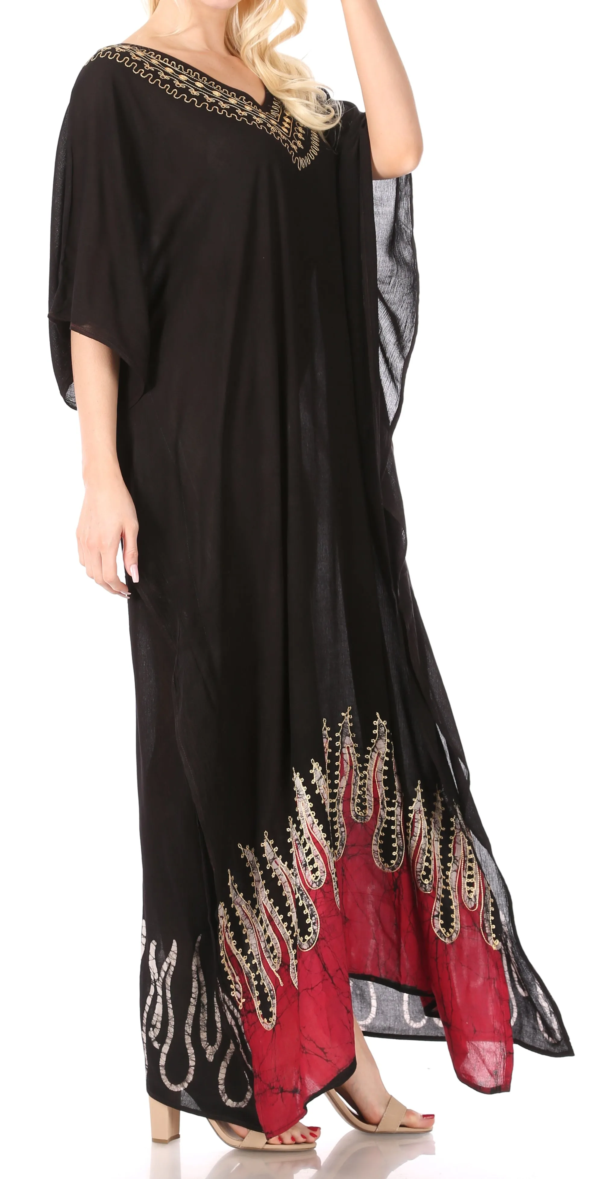 Sakkas Leonor Women's Boho Casual Long Maxi Caftan Dress Kaftan Cover-up LougeWear