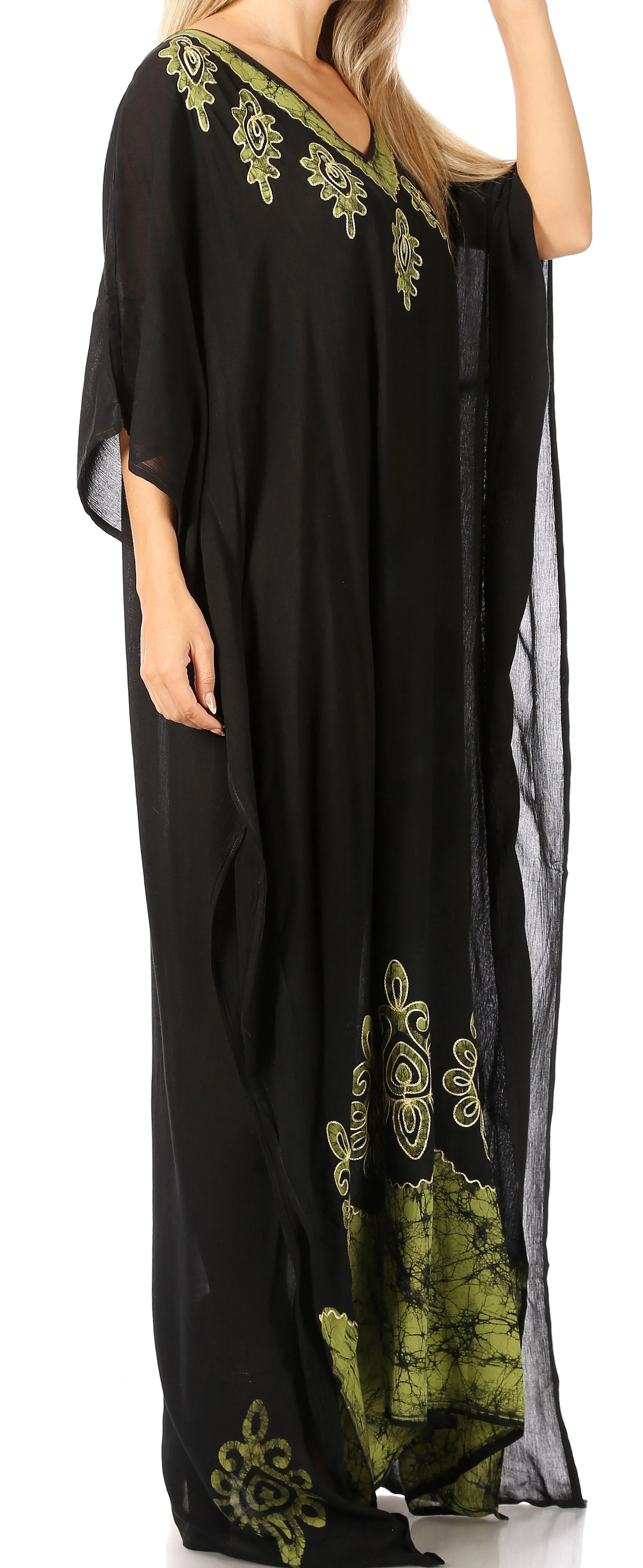 Sakkas Leonor Women's Boho Casual Long Maxi Caftan Dress Kaftan Cover-up LougeWear