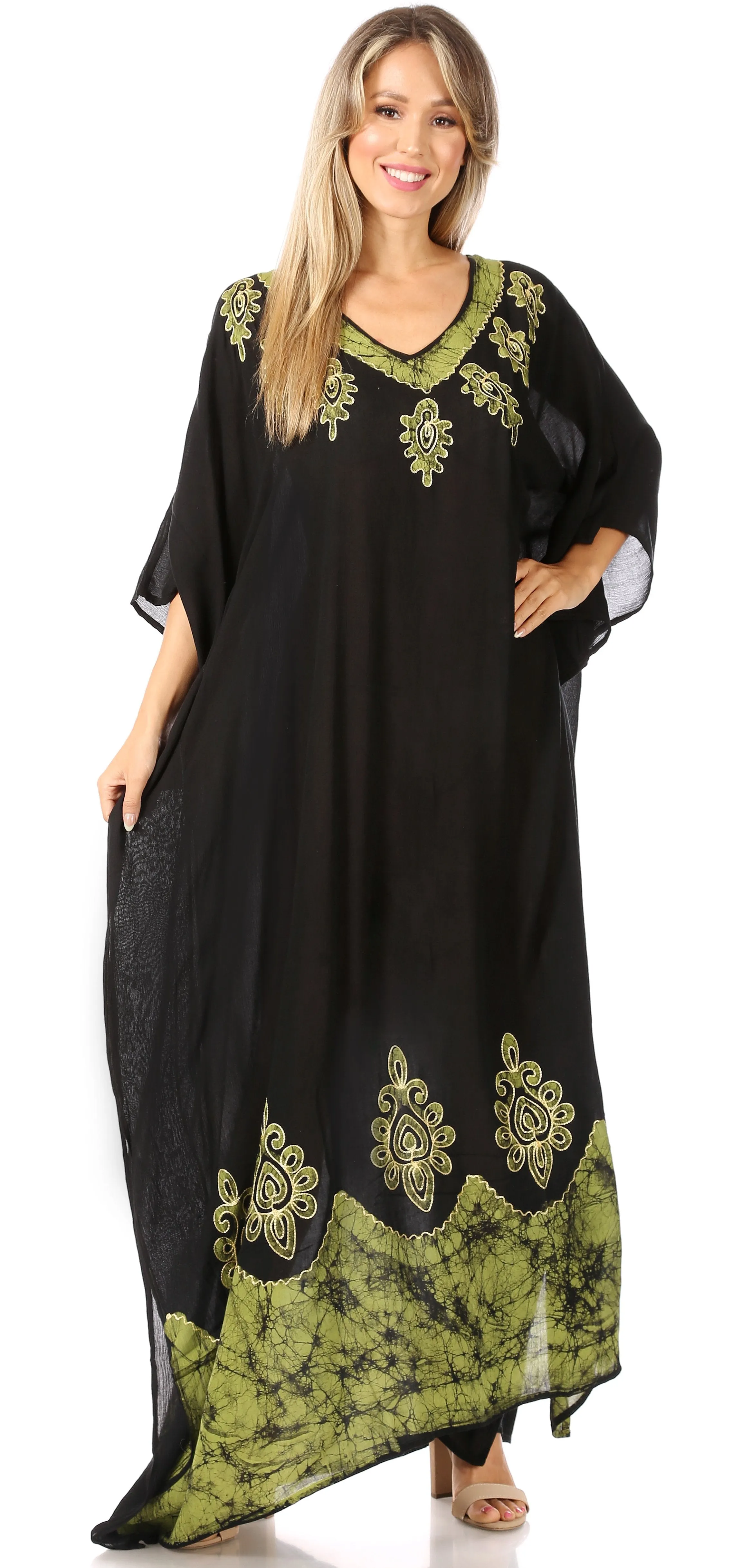 Sakkas Leonor Women's Boho Casual Long Maxi Caftan Dress Kaftan Cover-up LougeWear