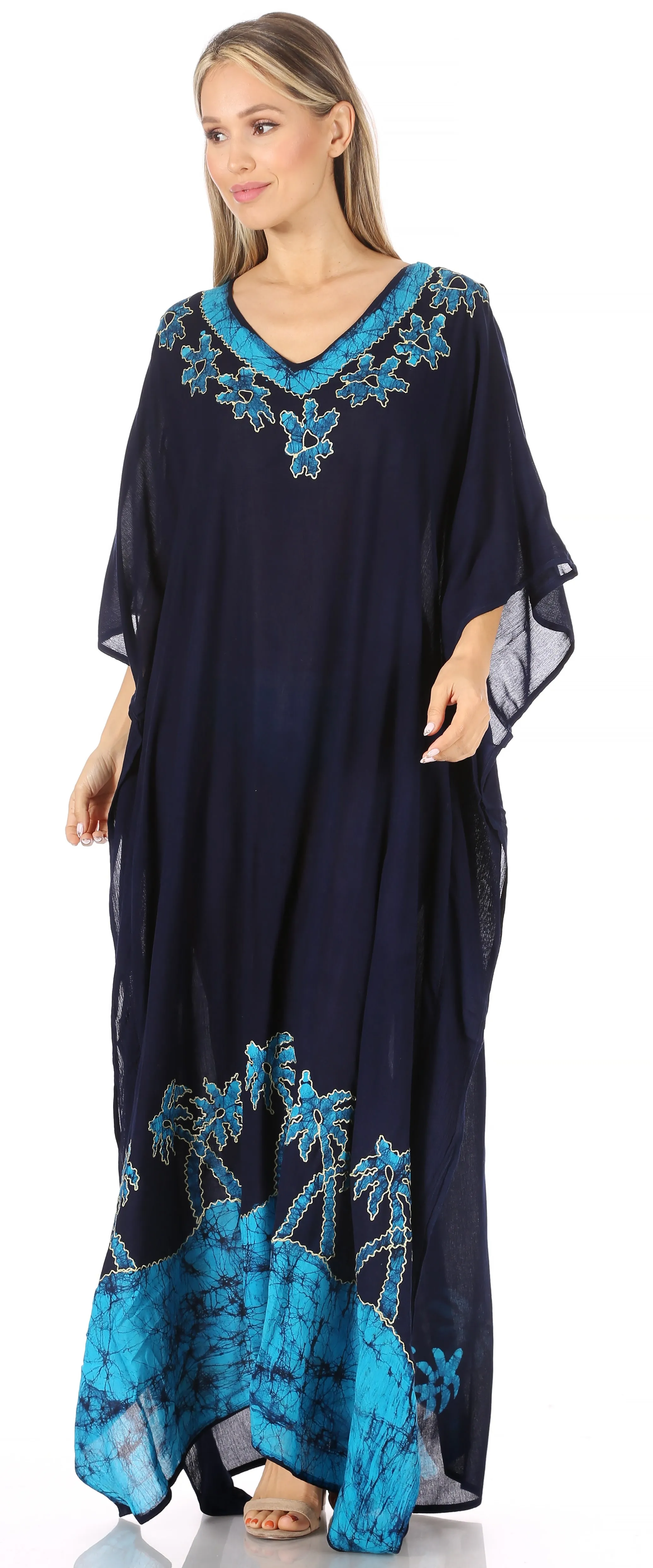 Sakkas Leonor Women's Boho Casual Long Maxi Caftan Dress Kaftan Cover-up LougeWear