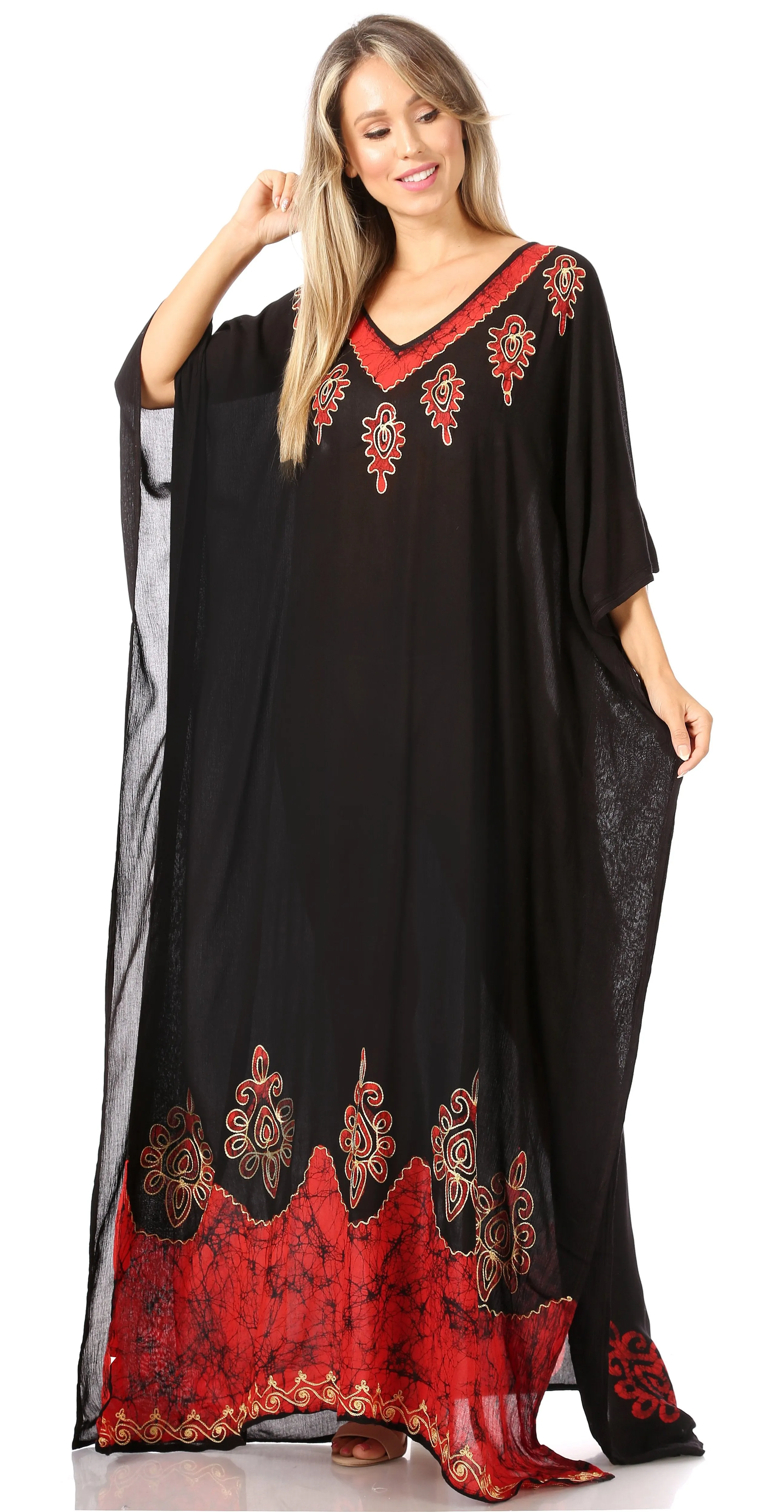 Sakkas Leonor Women's Boho Casual Long Maxi Caftan Dress Kaftan Cover-up LougeWear