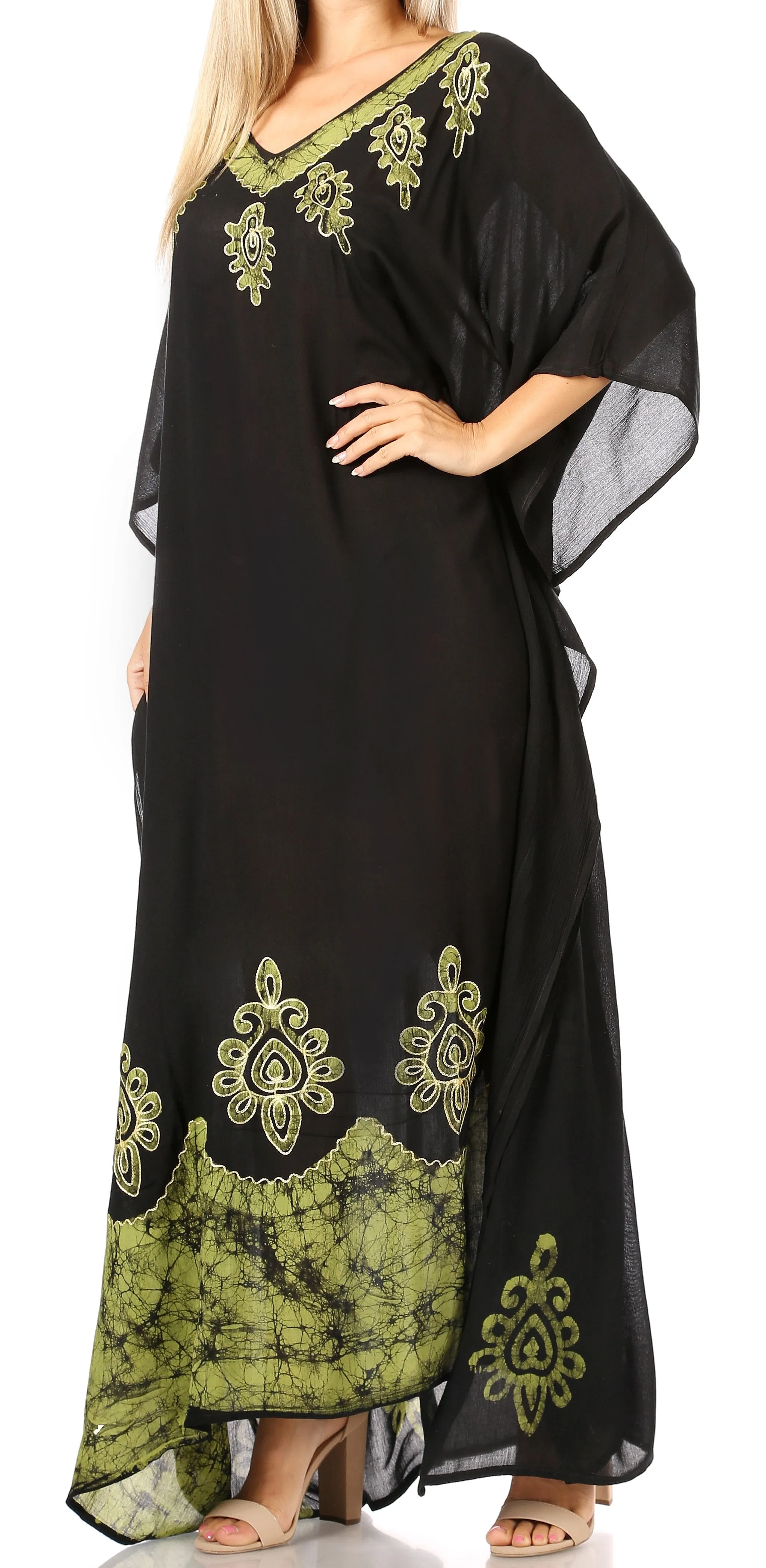 Sakkas Leonor Women's Boho Casual Long Maxi Caftan Dress Kaftan Cover-up LougeWear