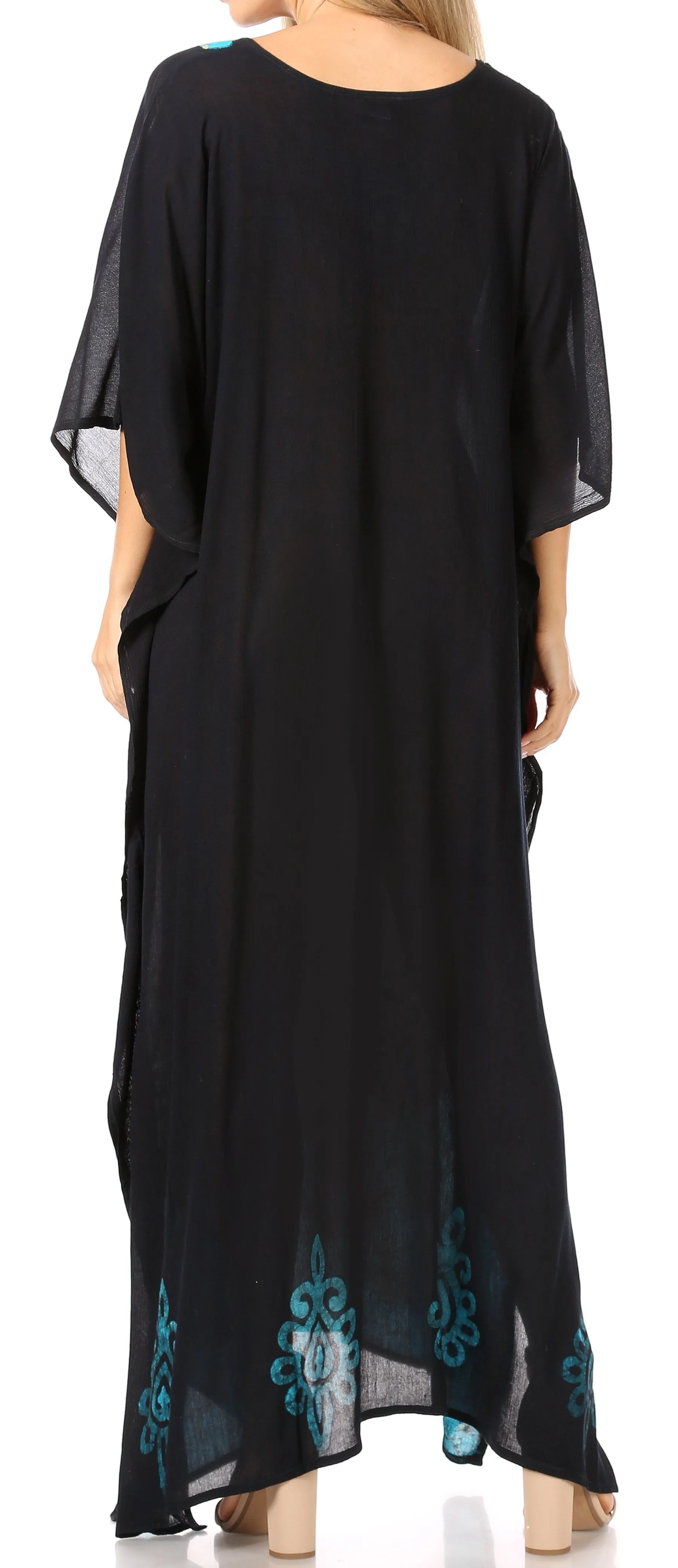 Sakkas Leonor Women's Boho Casual Long Maxi Caftan Dress Kaftan Cover-up LougeWear