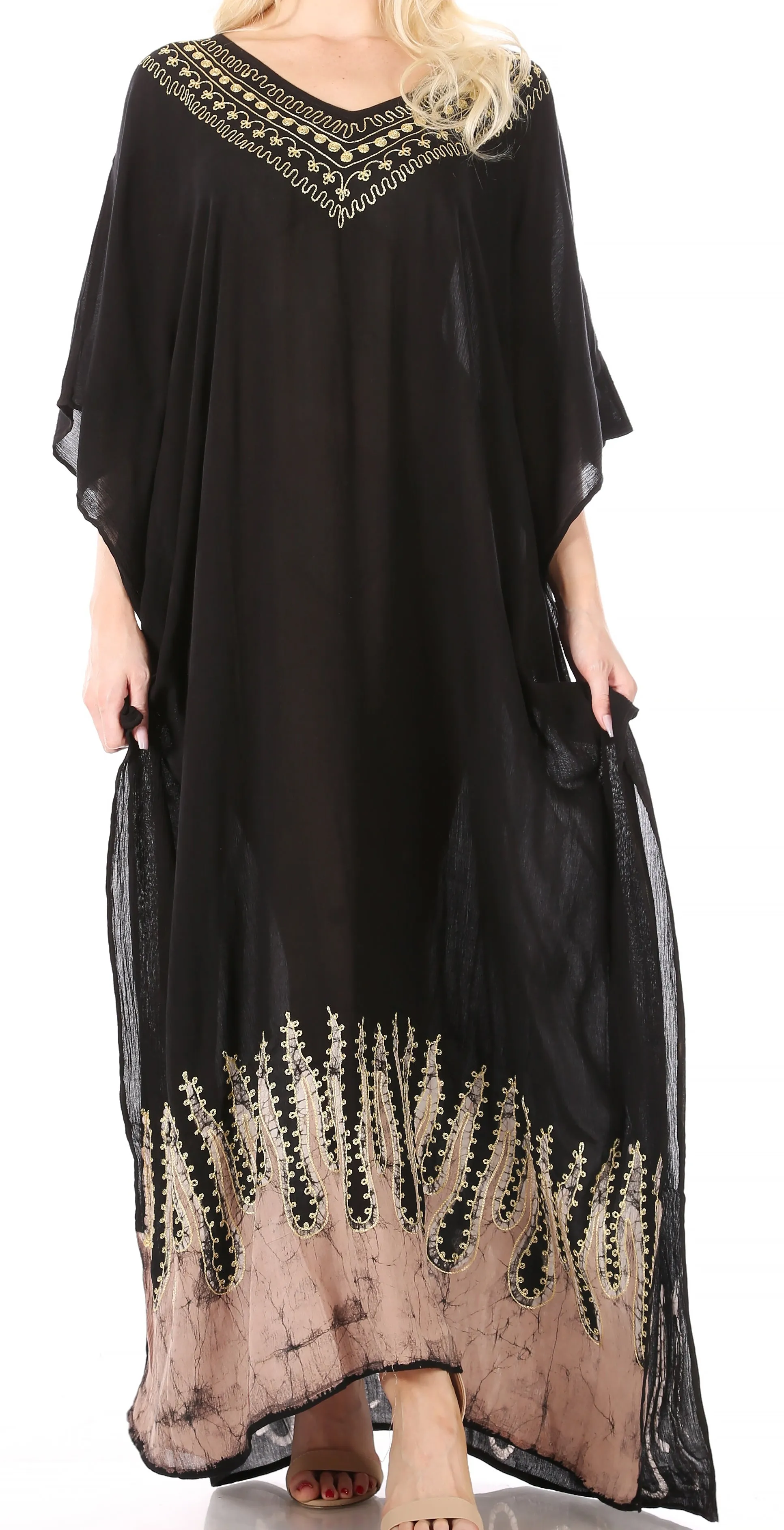 Sakkas Leonor Women's Boho Casual Long Maxi Caftan Dress Kaftan Cover-up LougeWear