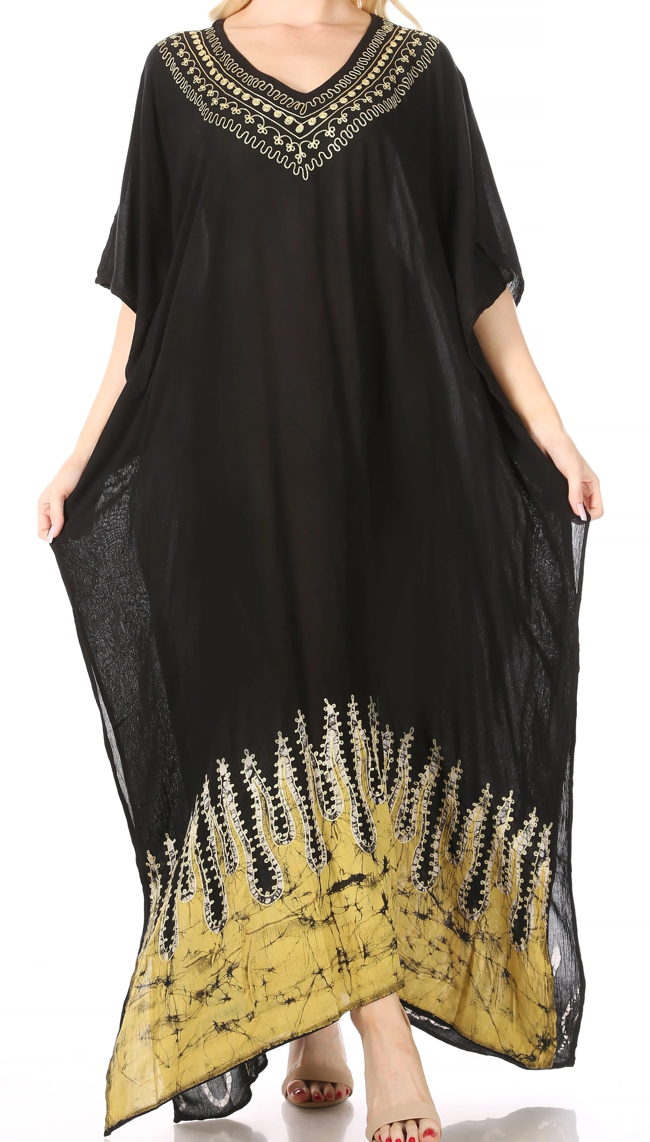 Sakkas Leonor Women's Boho Casual Long Maxi Caftan Dress Kaftan Cover-up LougeWear