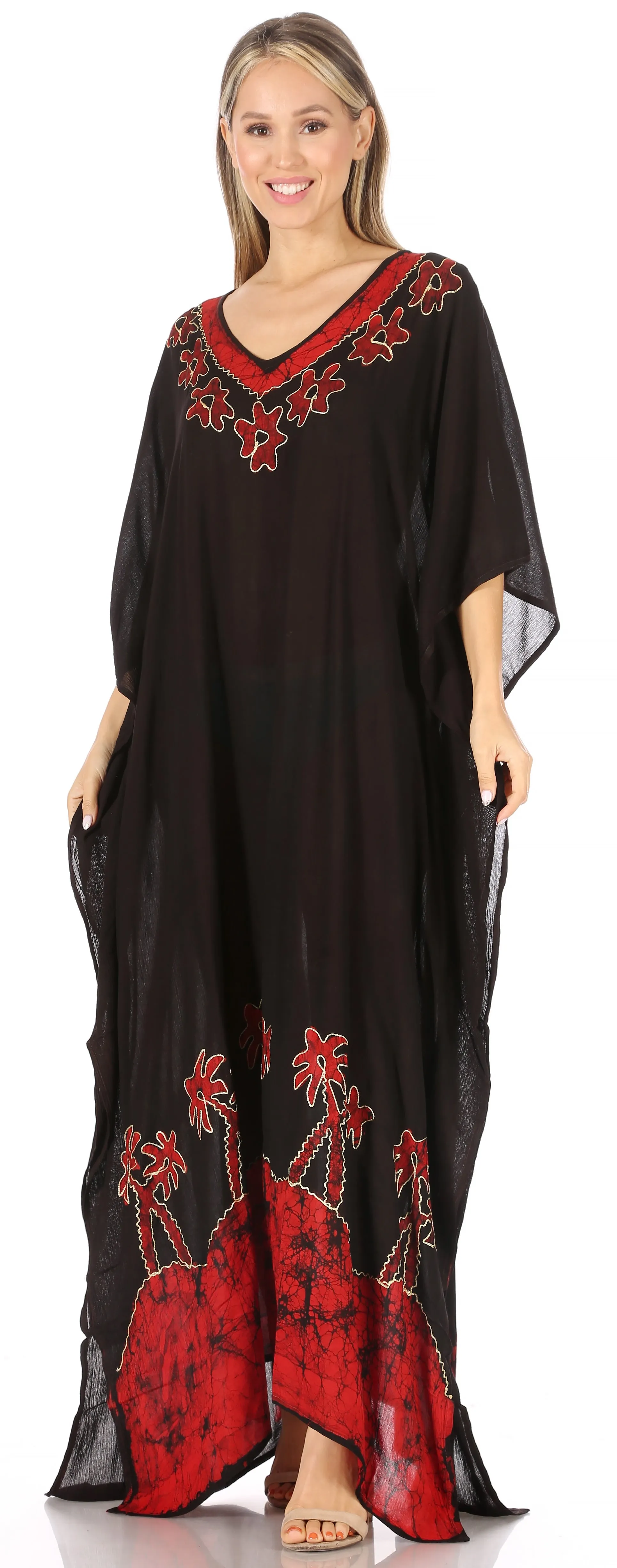 Sakkas Leonor Women's Boho Casual Long Maxi Caftan Dress Kaftan Cover-up LougeWear