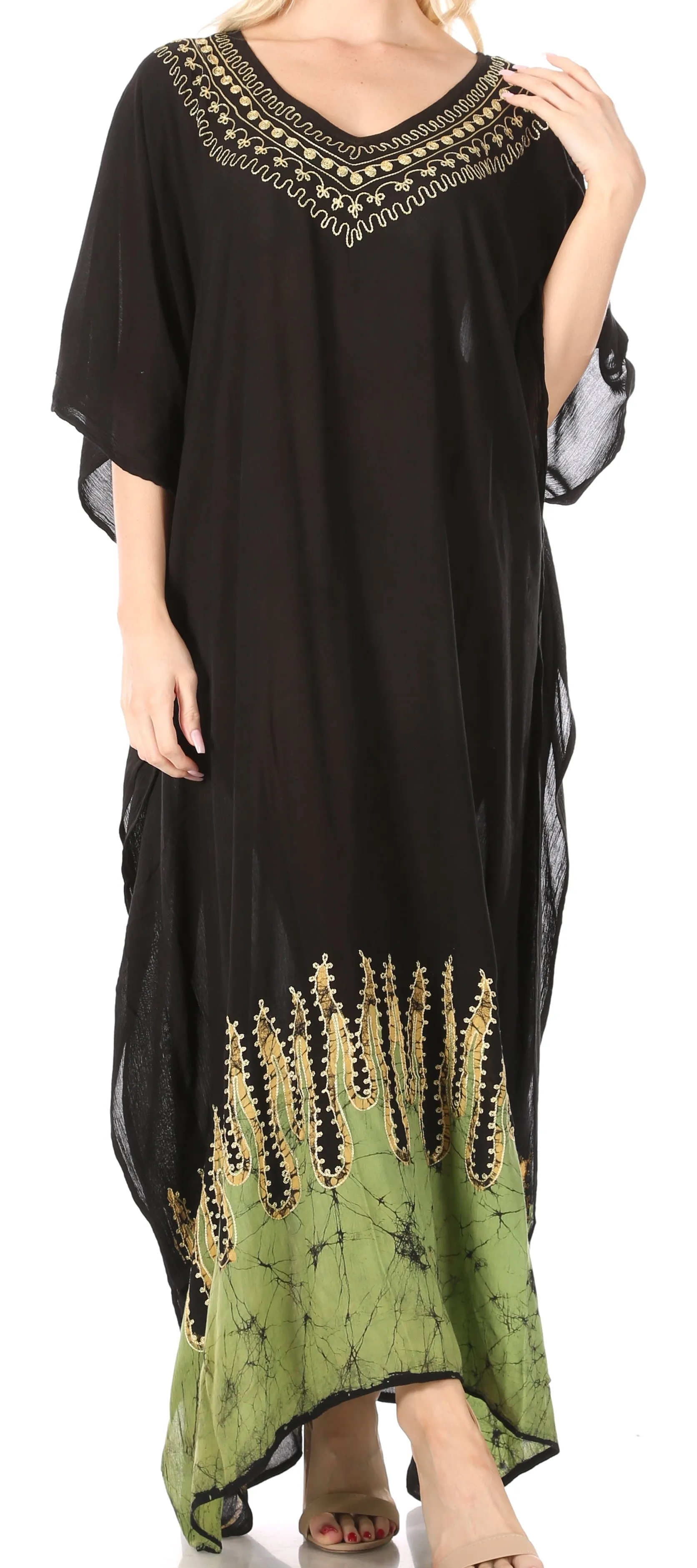 Sakkas Leonor Women's Boho Casual Long Maxi Caftan Dress Kaftan Cover-up LougeWear