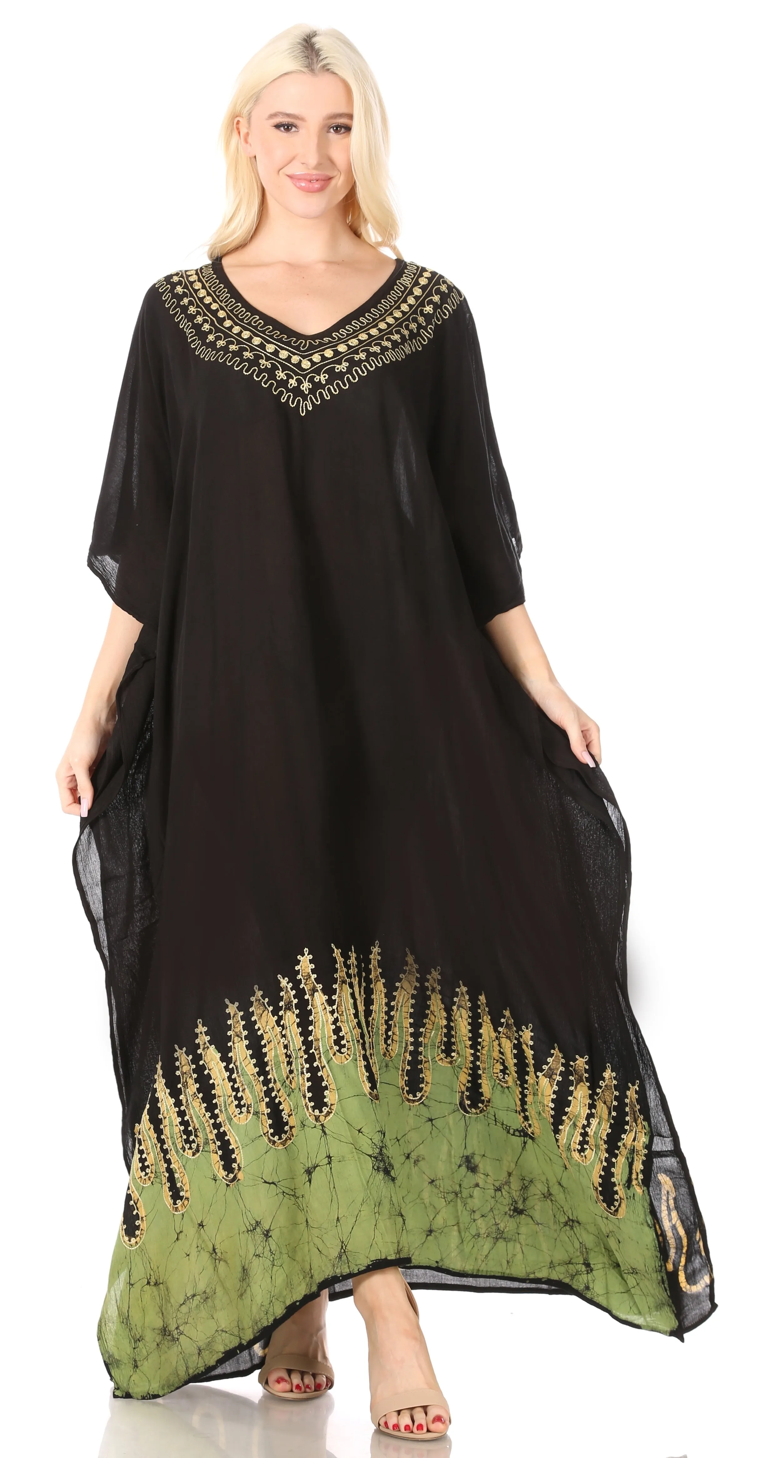 Sakkas Leonor Women's Boho Casual Long Maxi Caftan Dress Kaftan Cover-up LougeWear