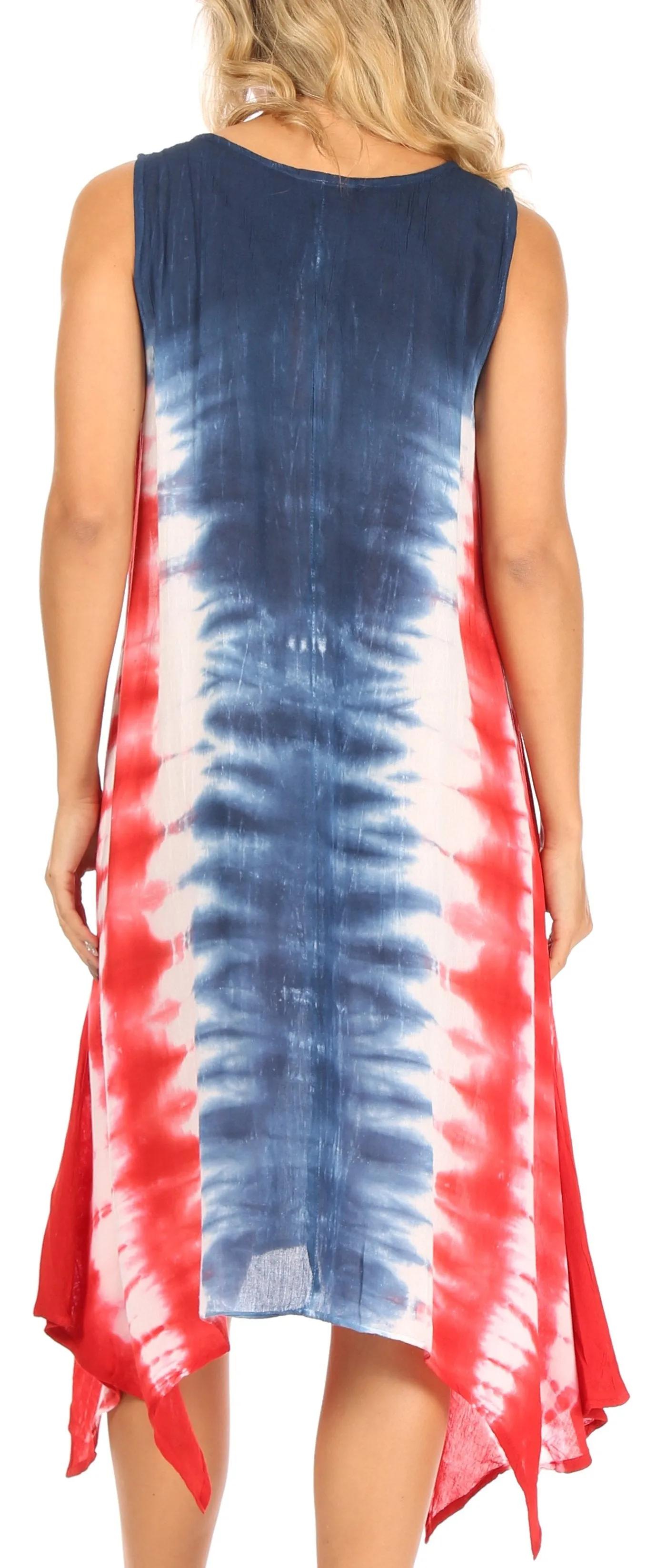 Sakkas Sara Women's Patriotic Flag Loose Summer Casual Dress Lightweight Print