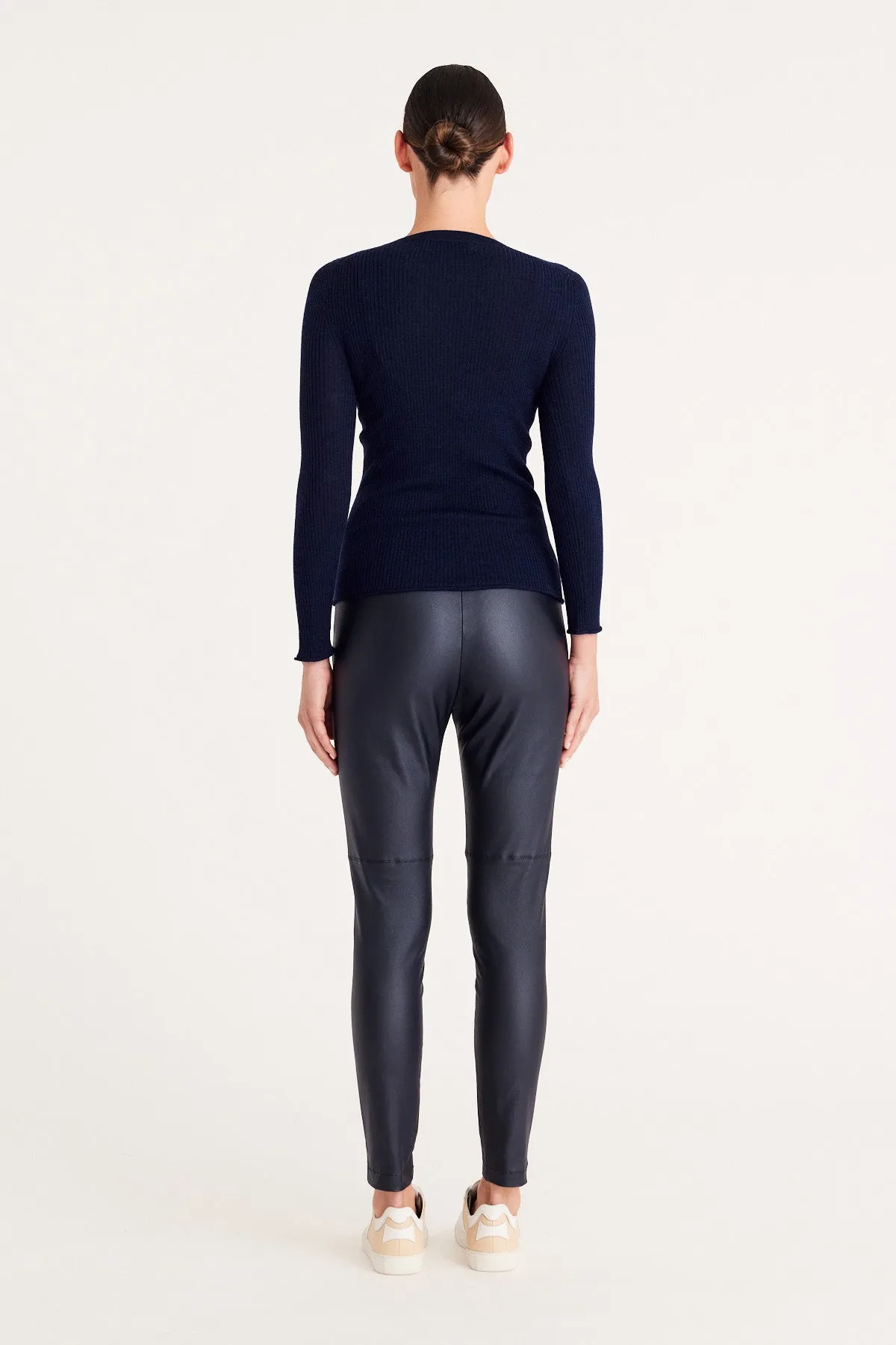 Superfine Merino Rib Crew - Navy