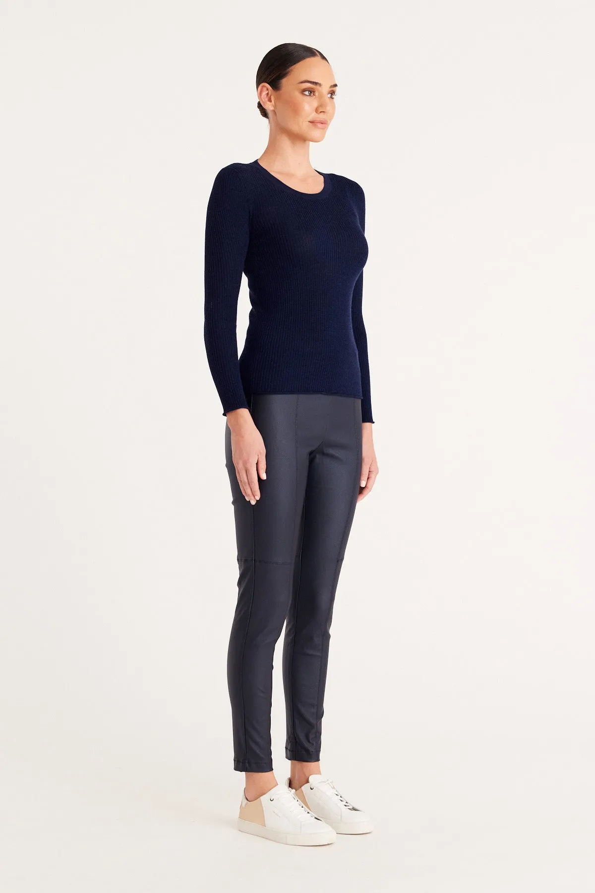 Superfine Merino Rib Crew - Navy