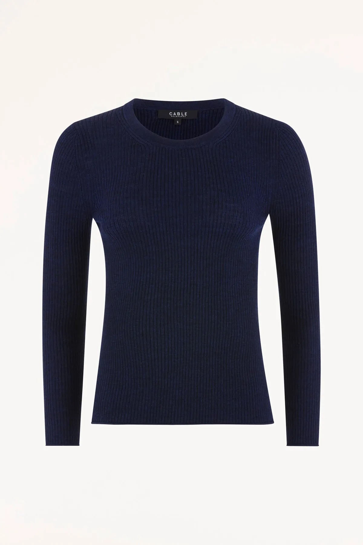 Superfine Merino Rib Crew - Navy