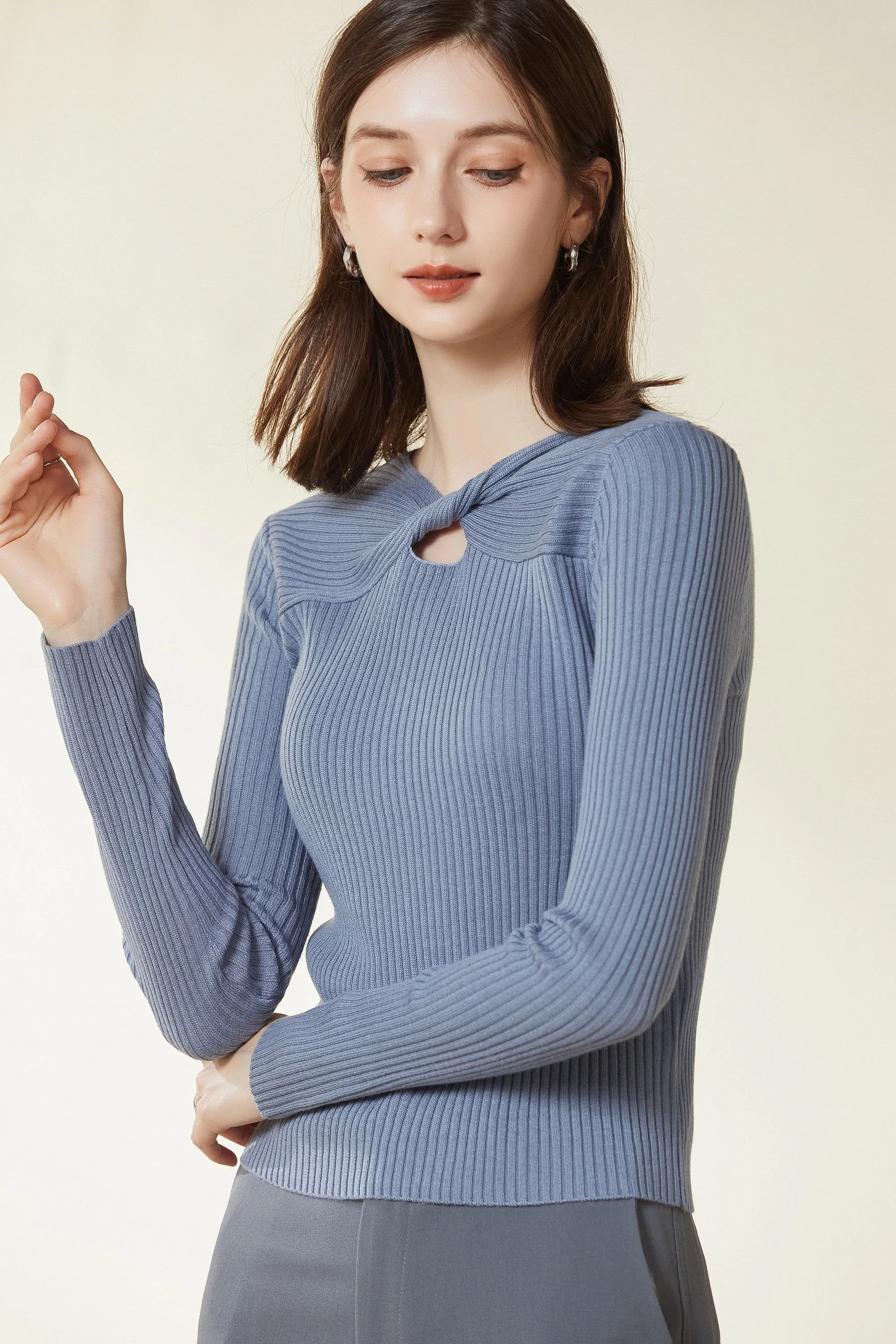 Sylphide | Dinah Blue Cut Out Wool Sweater