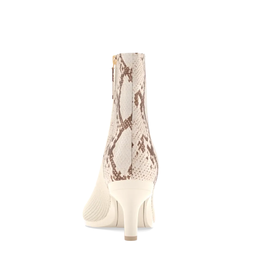 The Bootie - Ivory Snakeskin & Knit 3 Stiletto