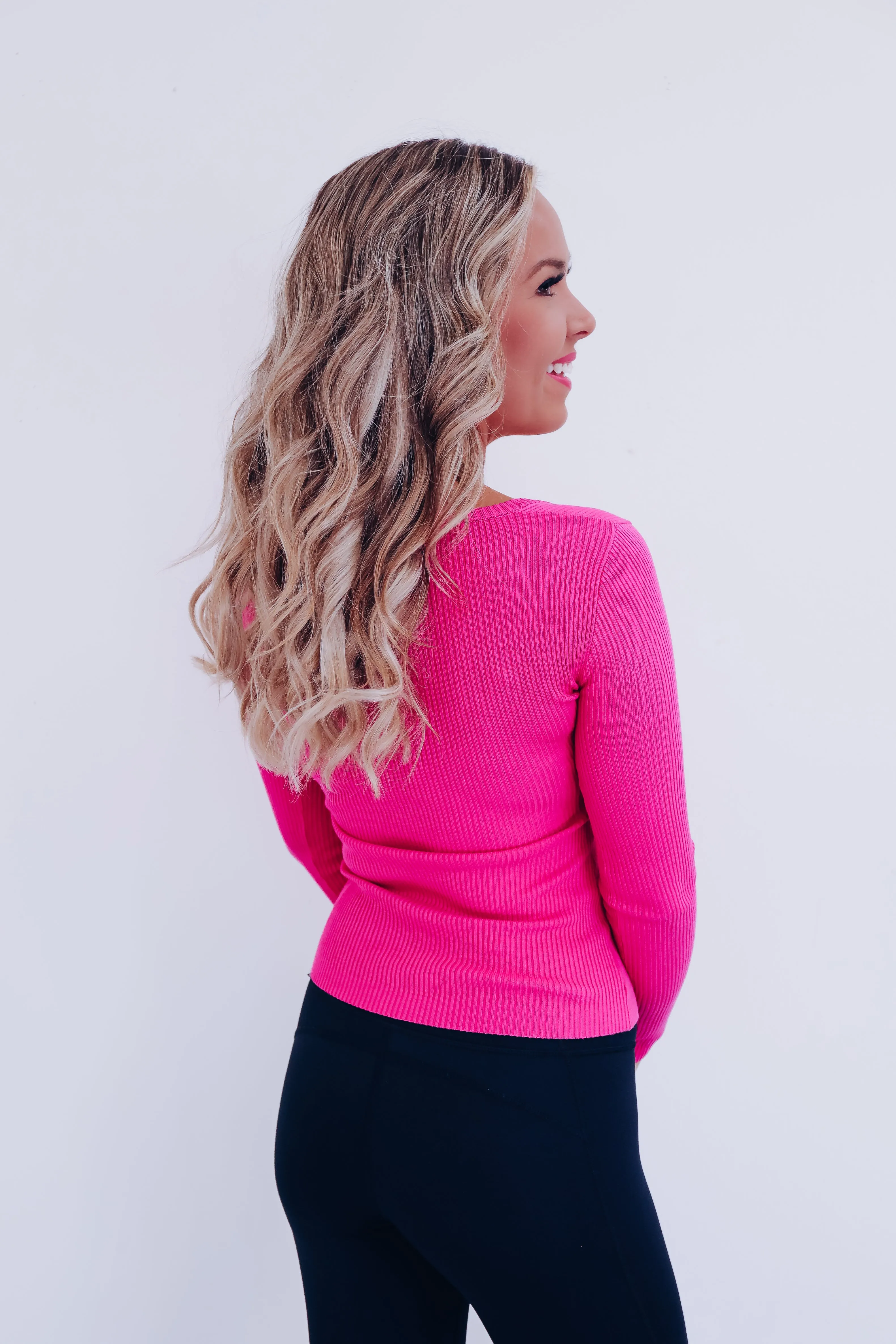 Touch Of Class Ribbed Knit Top - Pink