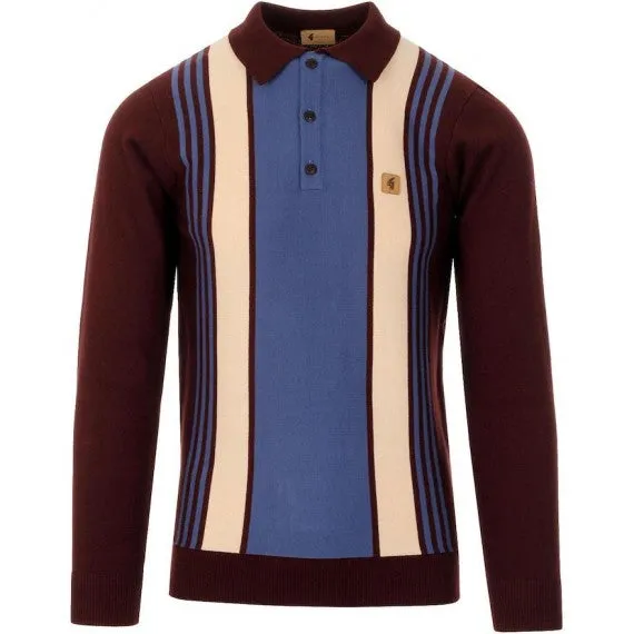 V45GM00 Searle Panel Stripe Knit Polo by Gabicci Vintage