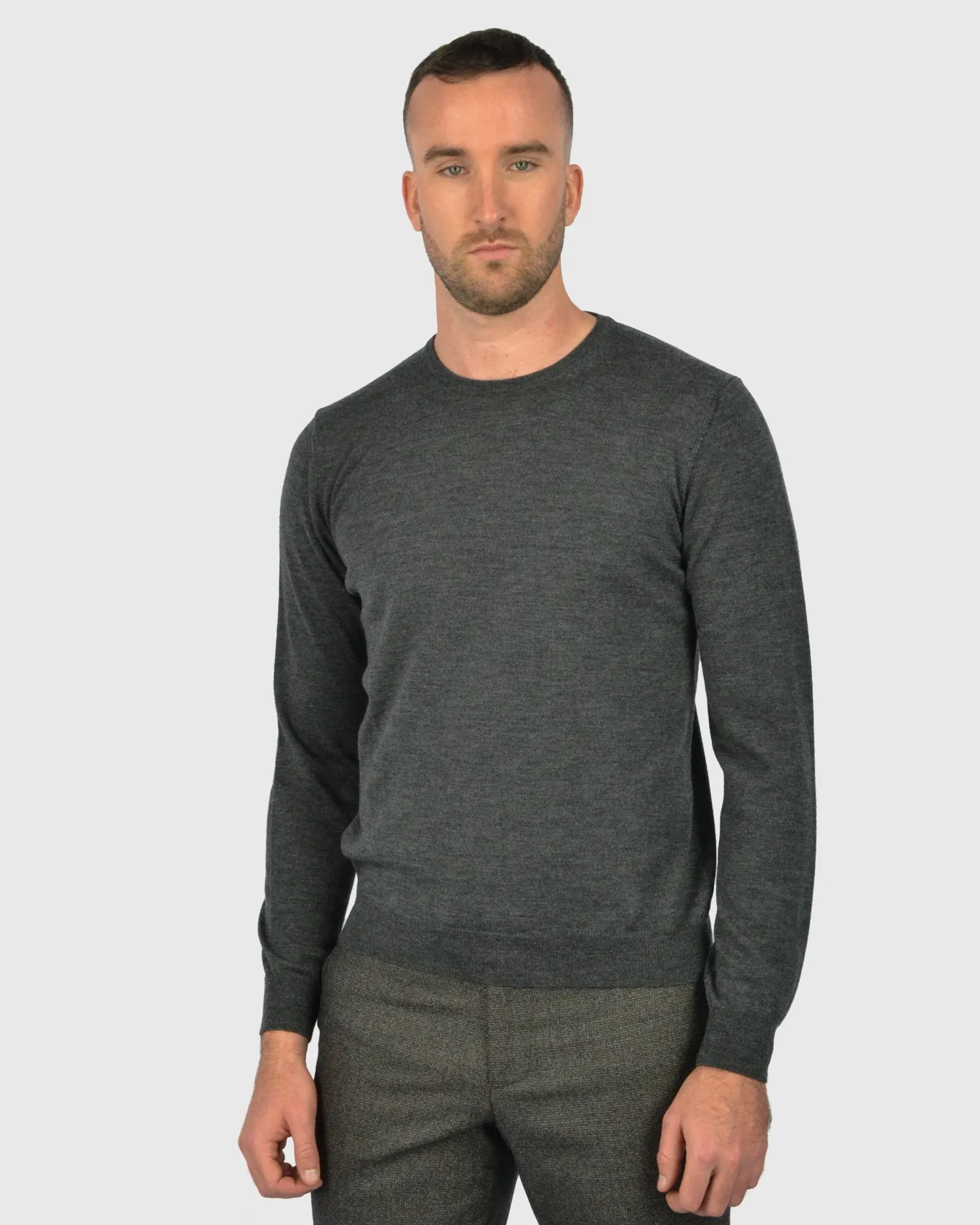 VISCONTI W23C CHARCOAL WOOL CREW NECK SWEATER