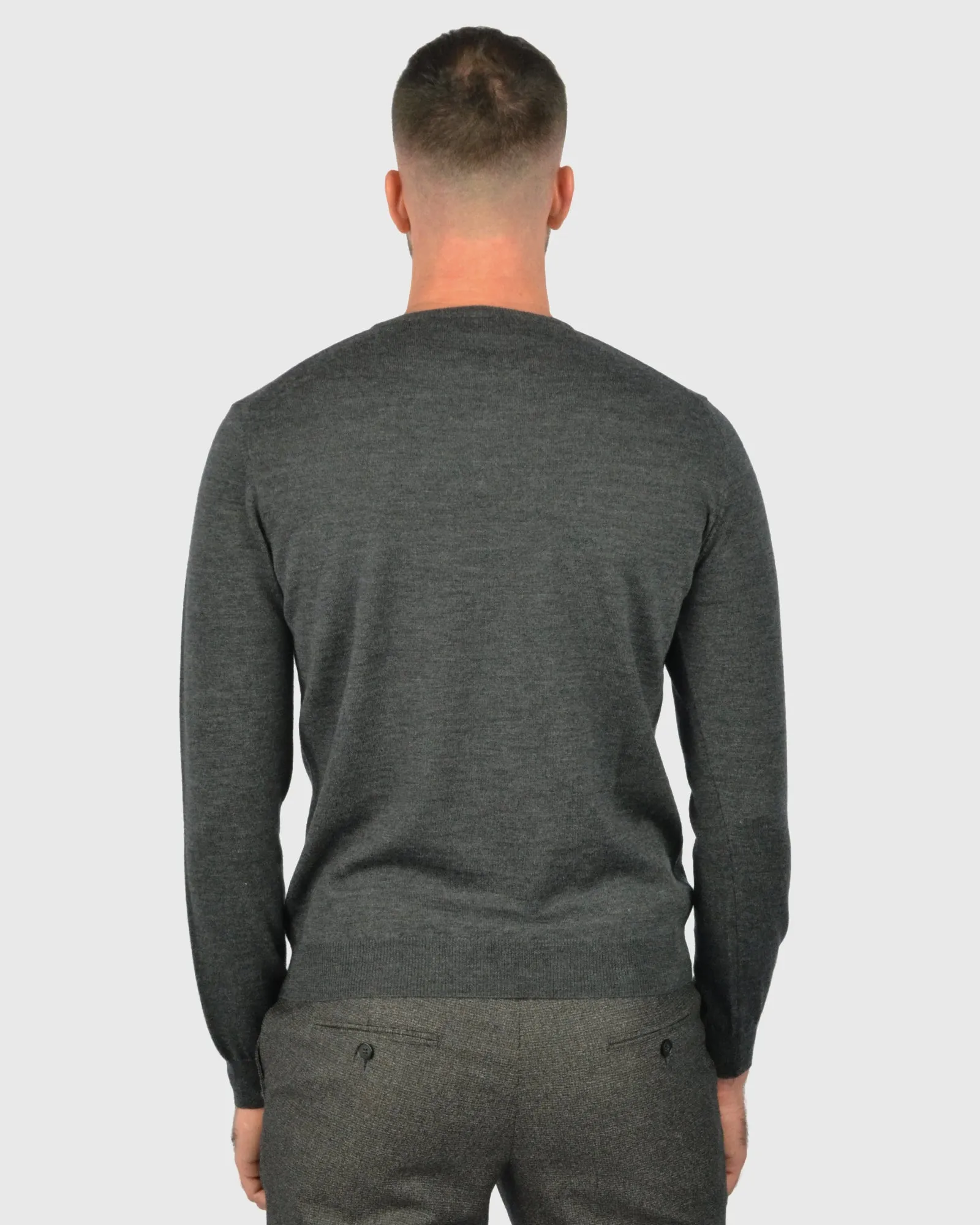 VISCONTI W23C CHARCOAL WOOL CREW NECK SWEATER