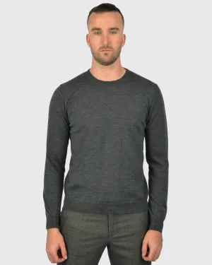 VISCONTI W23C CHARCOAL WOOL CREW NECK SWEATER