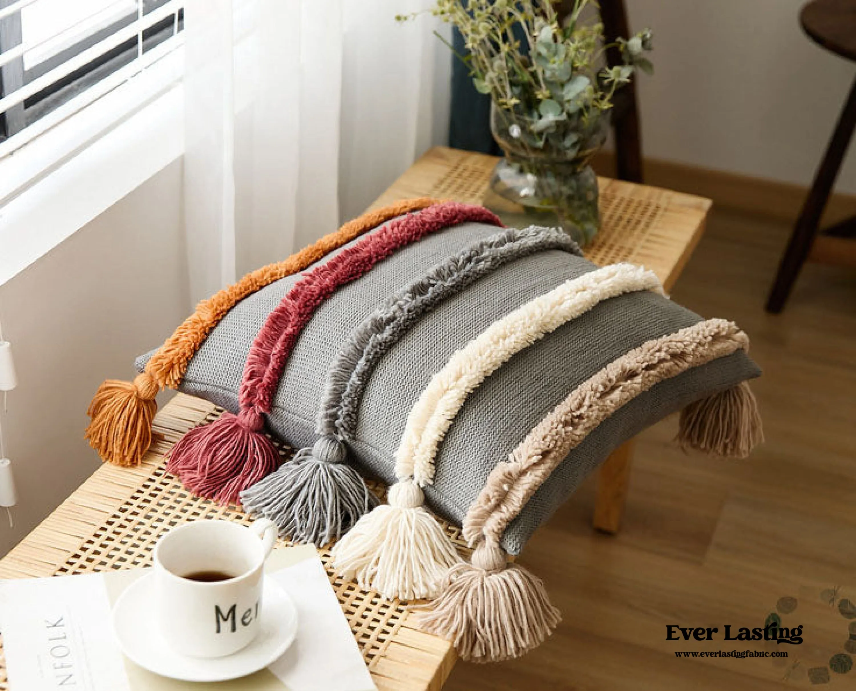 Warm Tone Fall Tufted Pillows with Tassels (5 Colors)