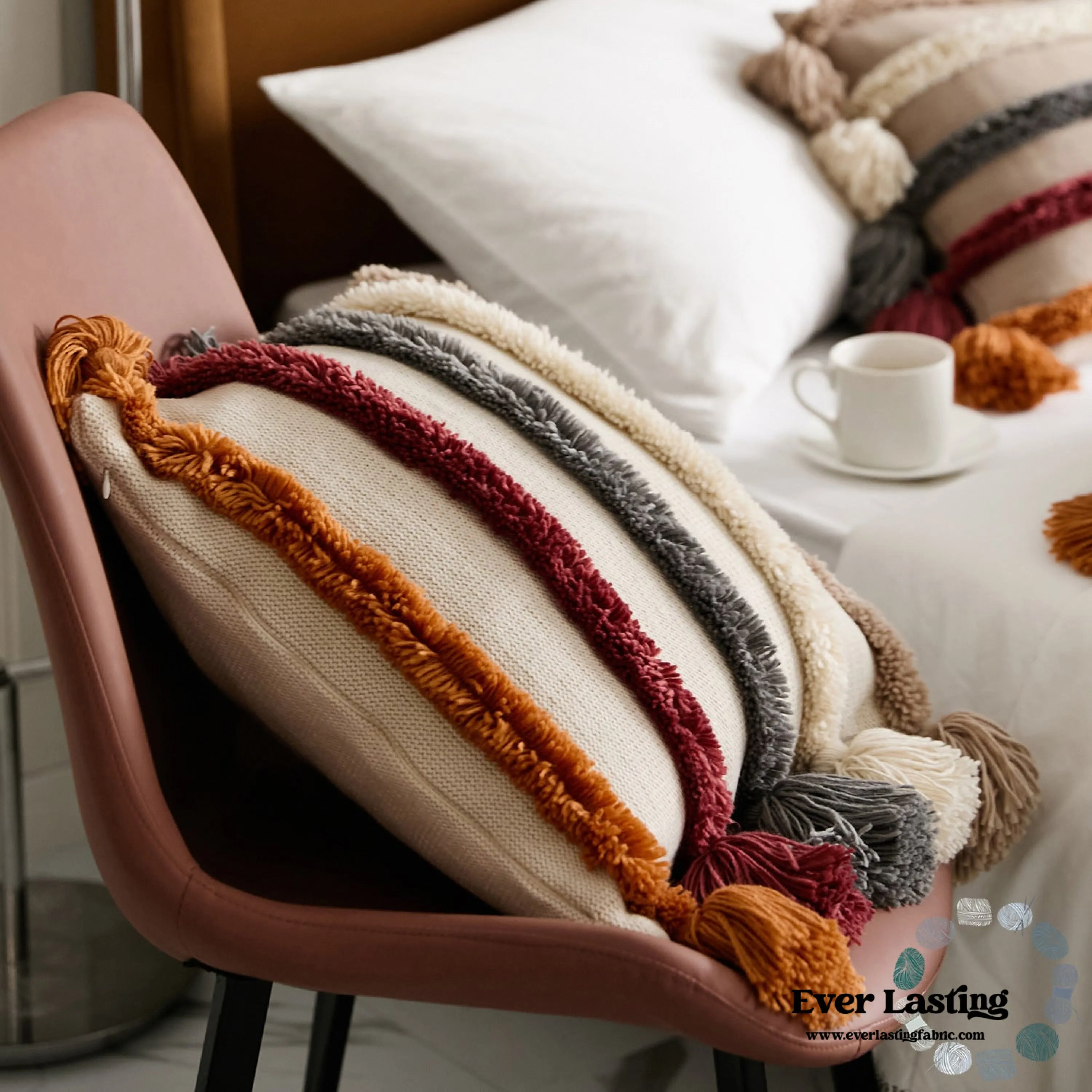 Warm Tone Fall Tufted Pillows with Tassels (5 Colors)