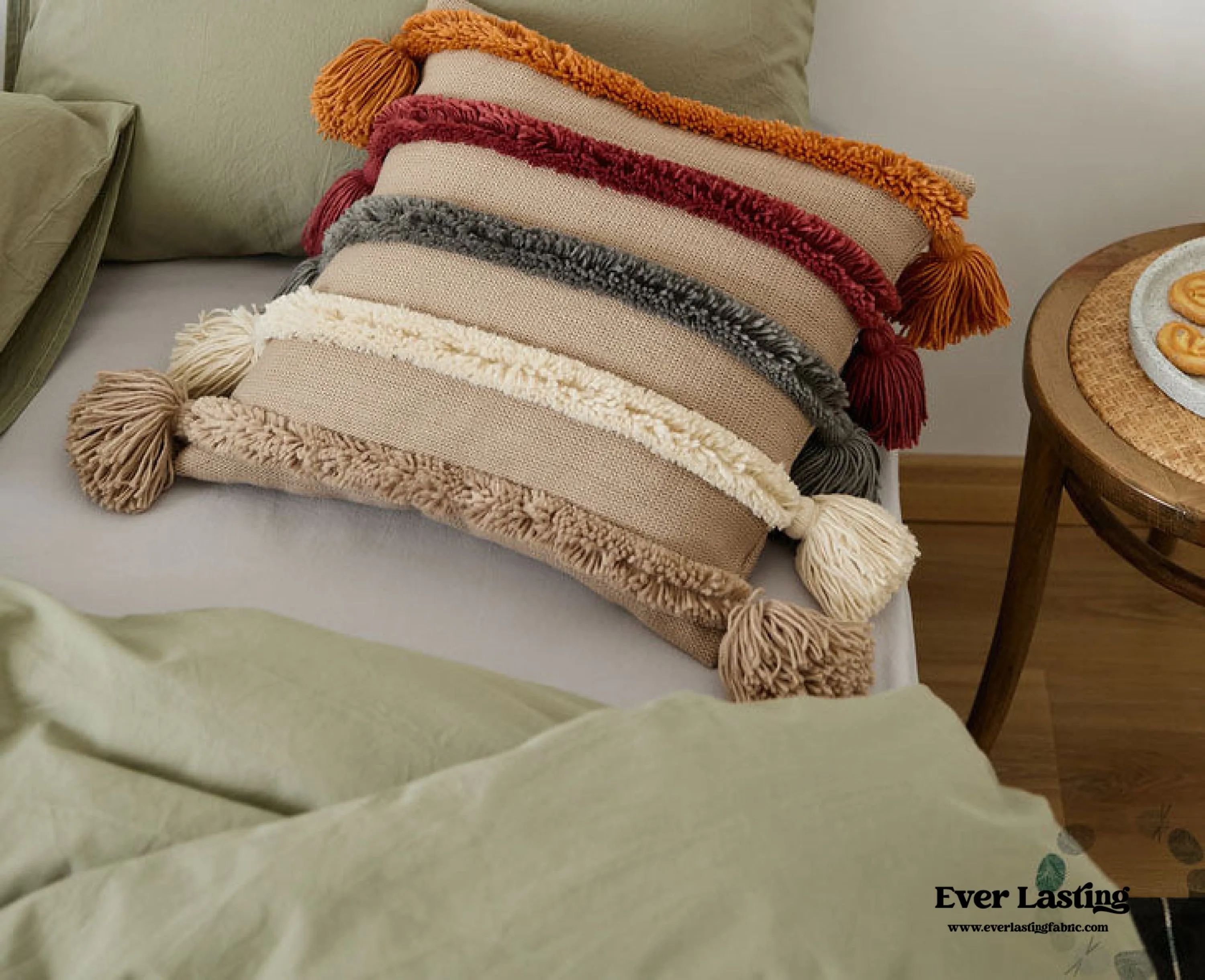 Warm Tone Fall Tufted Pillows with Tassels (5 Colors)