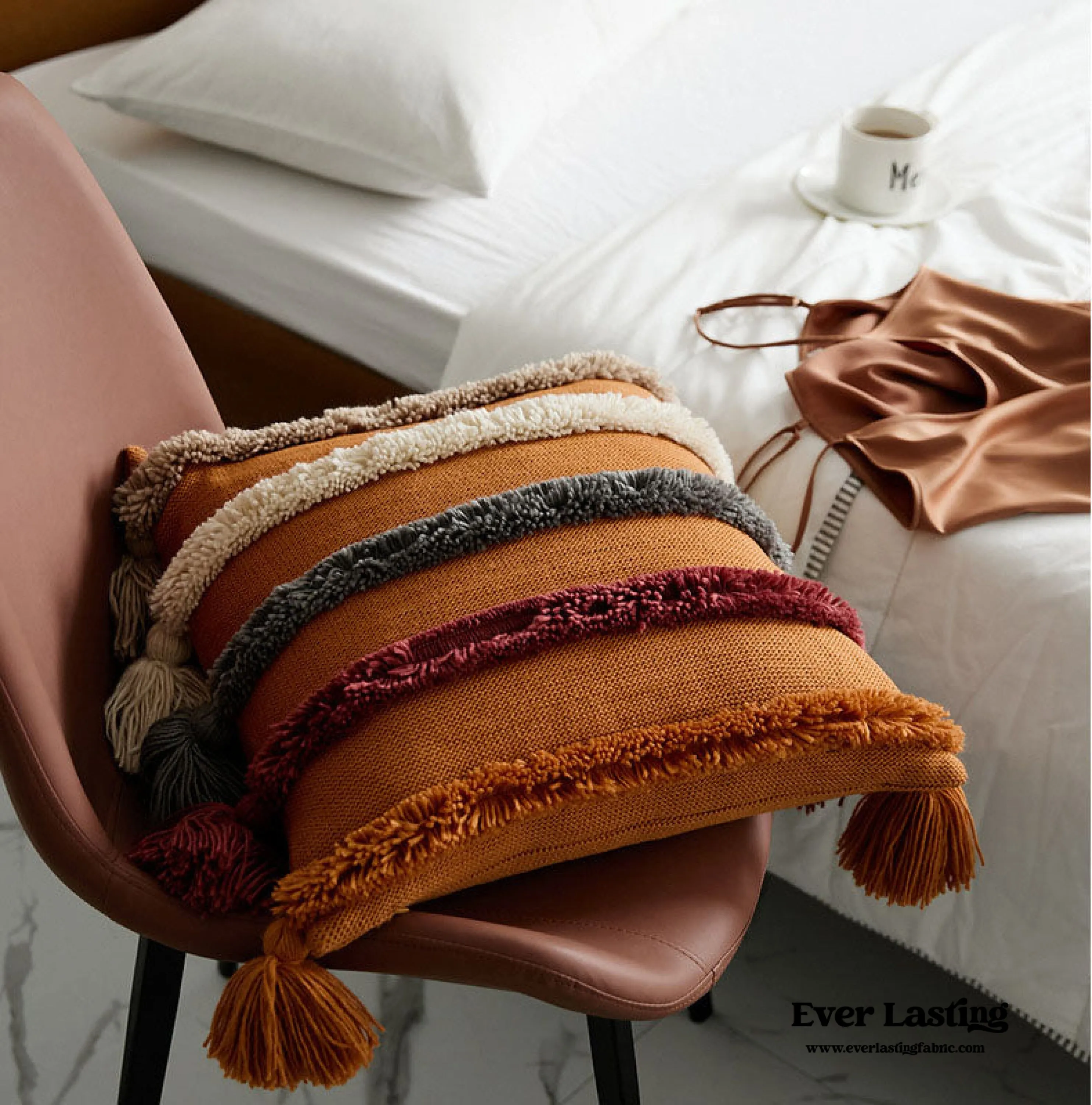 Warm Tone Fall Tufted Pillows with Tassels (5 Colors)