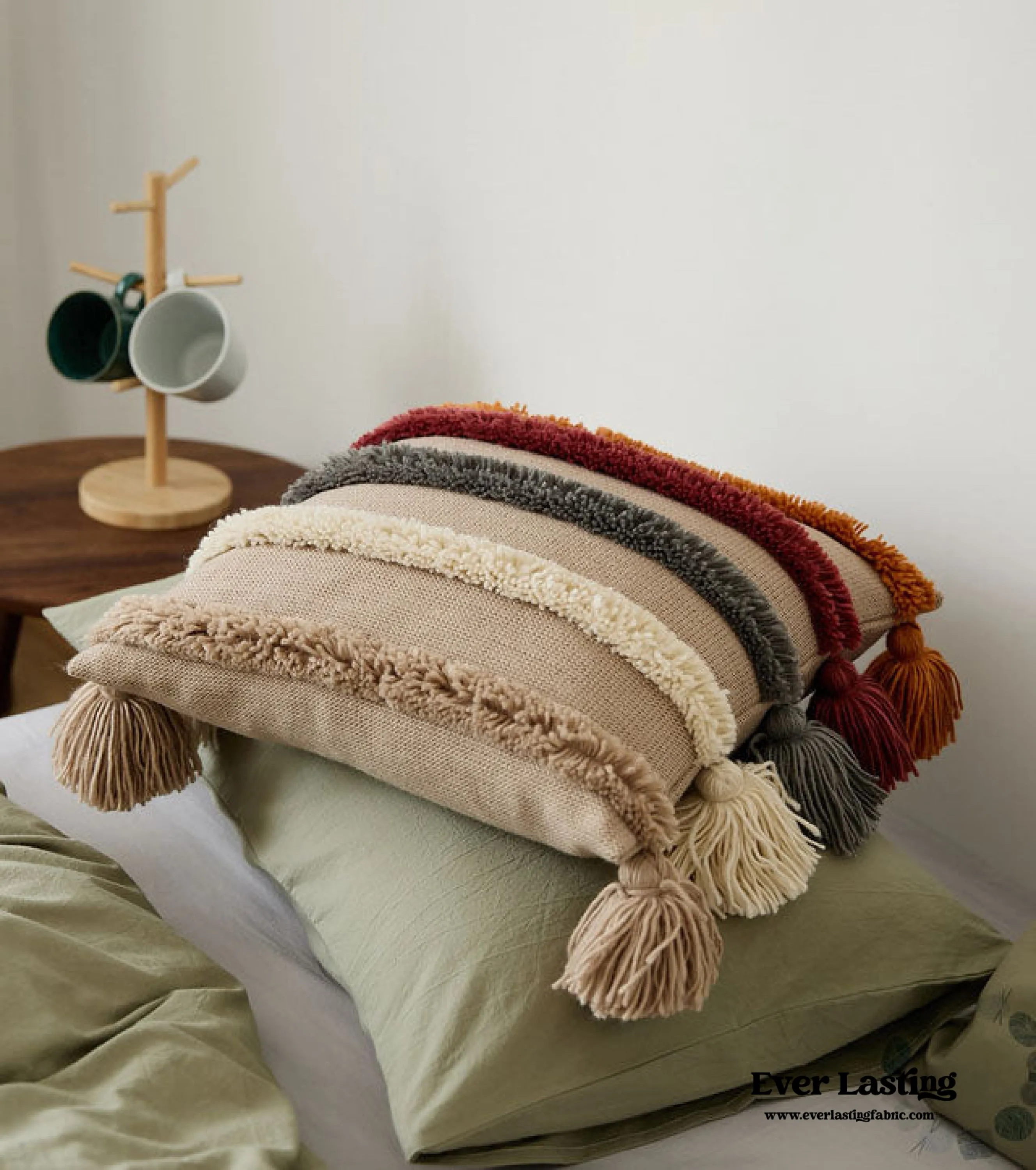 Warm Tone Fall Tufted Pillows with Tassels (5 Colors)