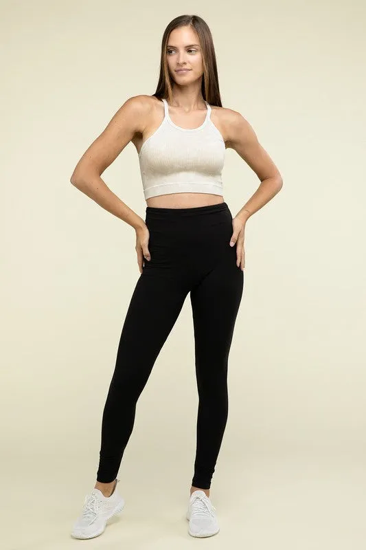 Washed Ribbed Seamless Cropped Cami Top