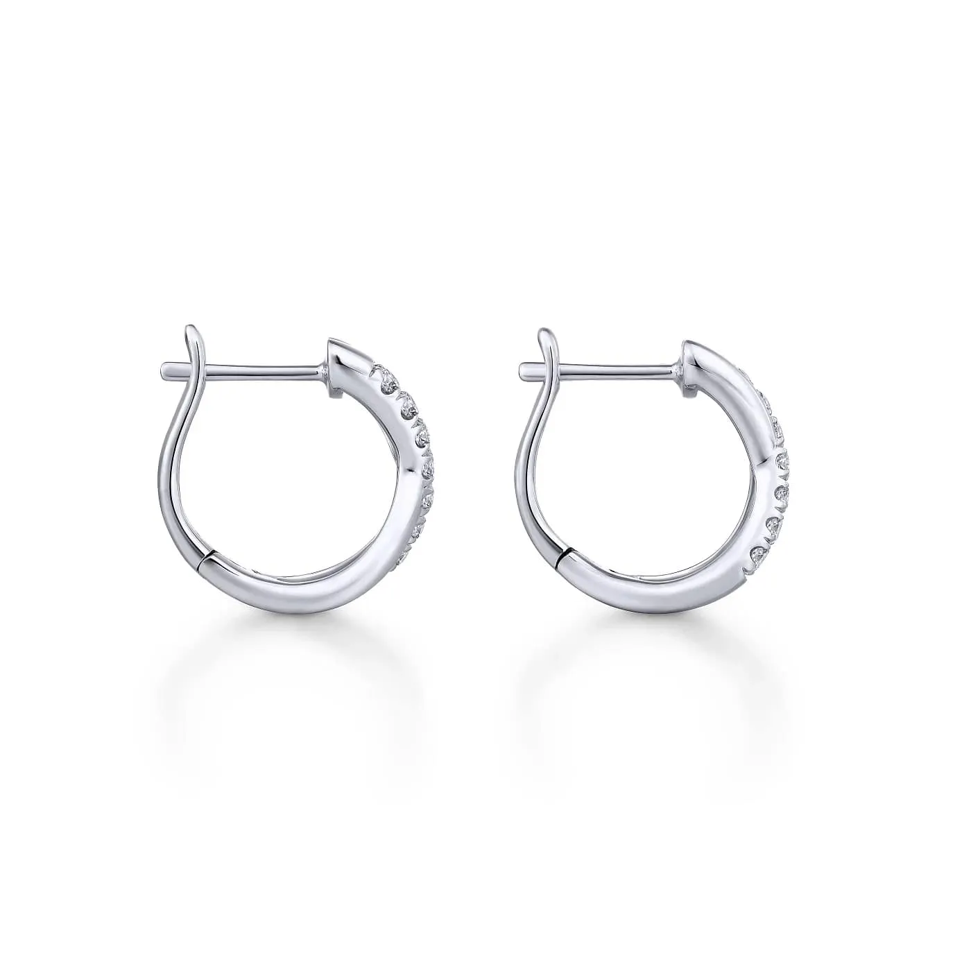 White Gold Diamond Twist Huggie Earrings, 0.21 cttw