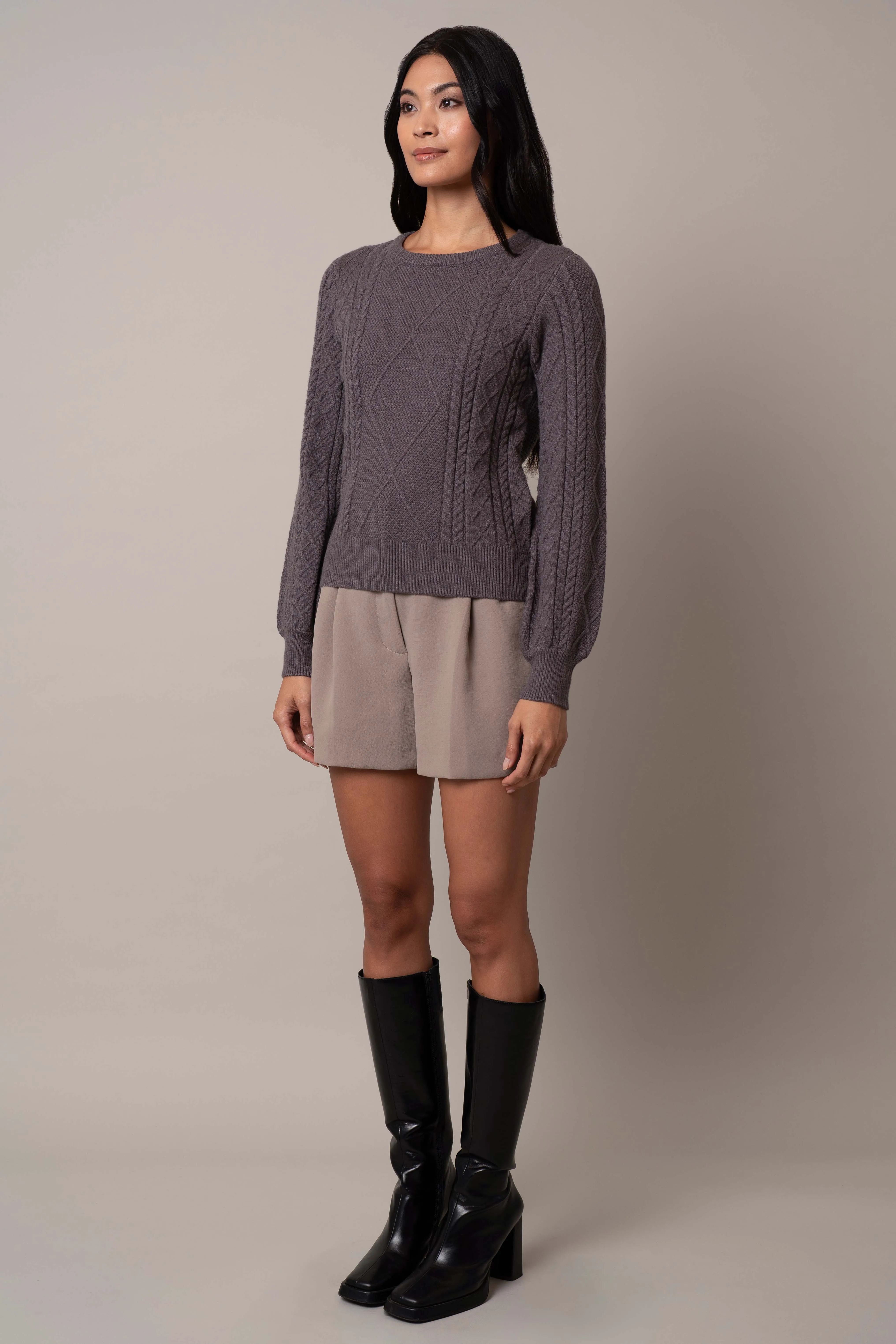 Wide Sleeve Cable Pullover