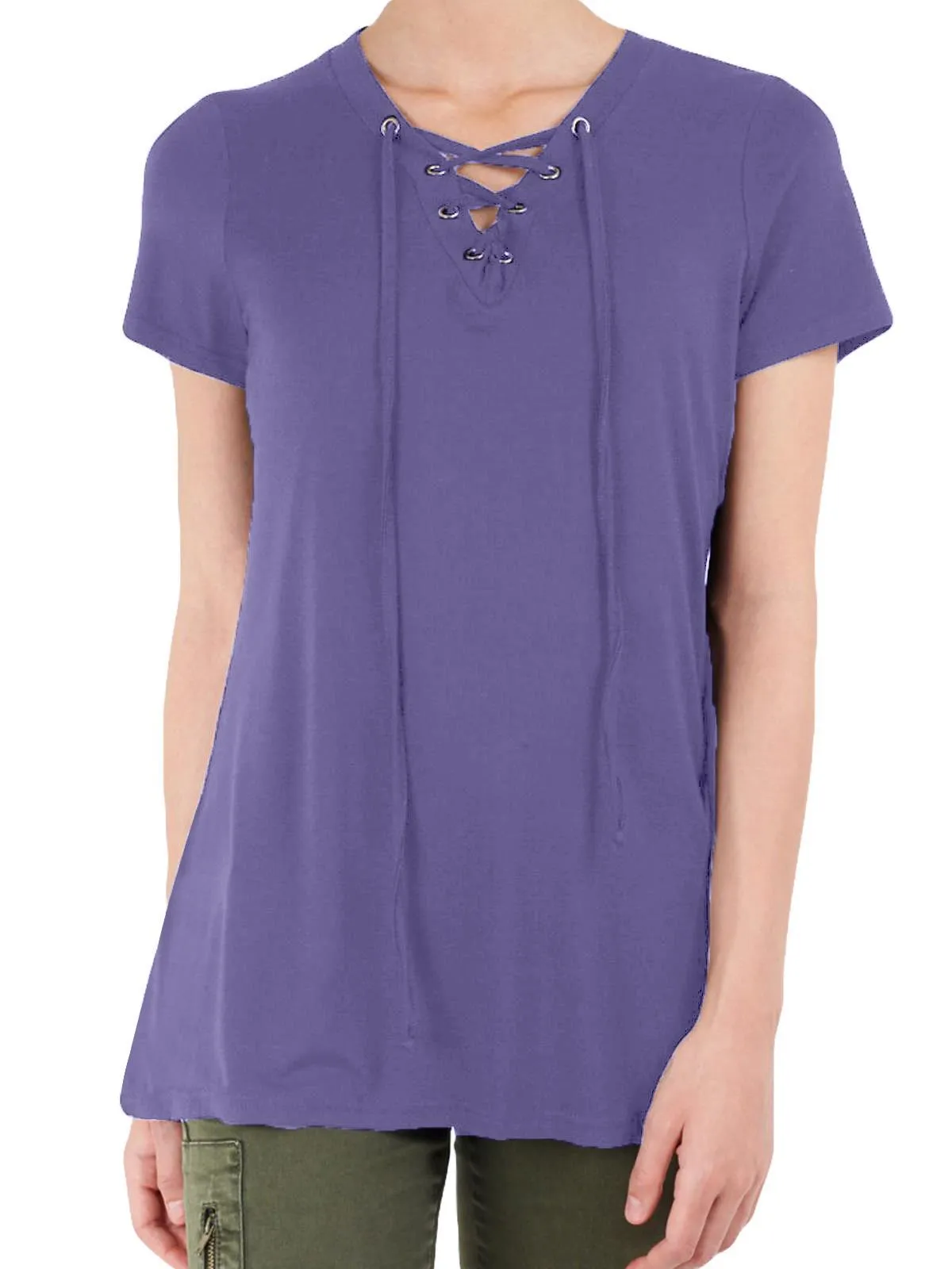 Womens Neck Fitted Drawstring Top