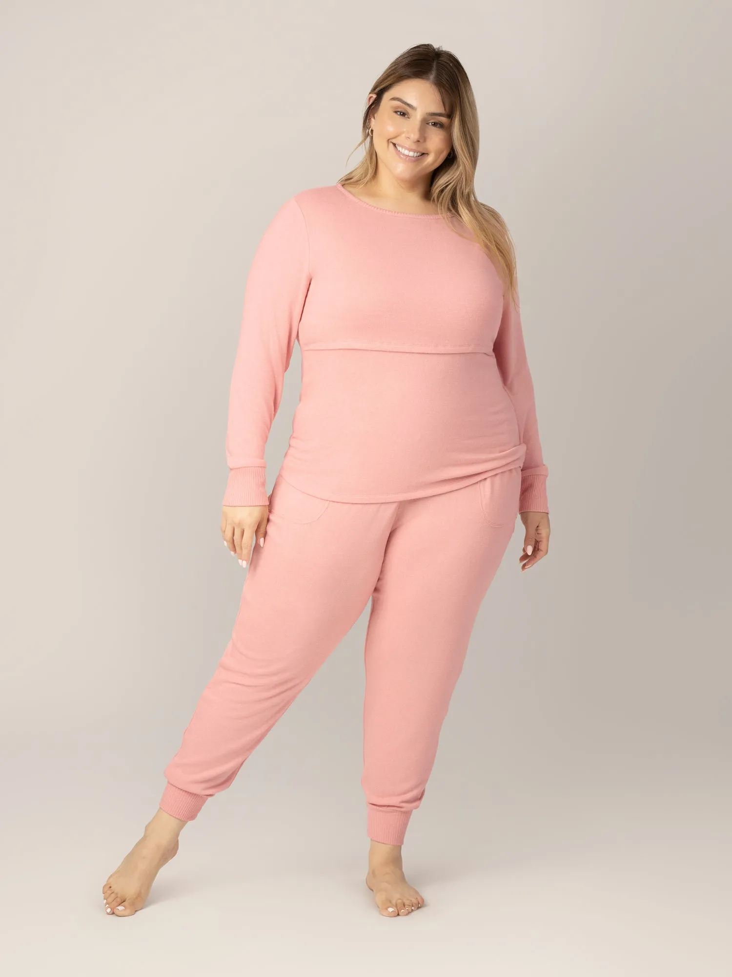 Zoe Nursing Pajama & Lounge Set | Rose Heather